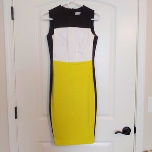 Calvin Klein Lime Green Color Block Pencil Dress